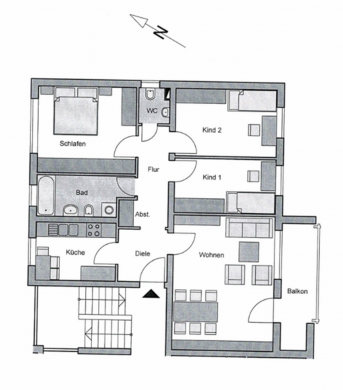 Teil saniert: 4-Zimmer-Wohnung TOP geschnitten mit Süd-Loggia, 85521 Ottobrunn, Etagenwohnung