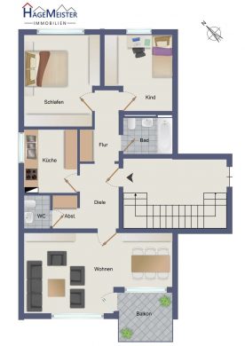 Ottobrunn: 3-Zimmer-Wohnung mit Süd-West-Loggia in ruhiger Wohnlage, 85521 Ottobrunn, Etagenwohnung