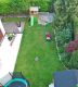 Vermietet: Traumhafte 4-Zi-Wohnung mit 300 qm Garten in Trudering - Drohnenansicht Garten